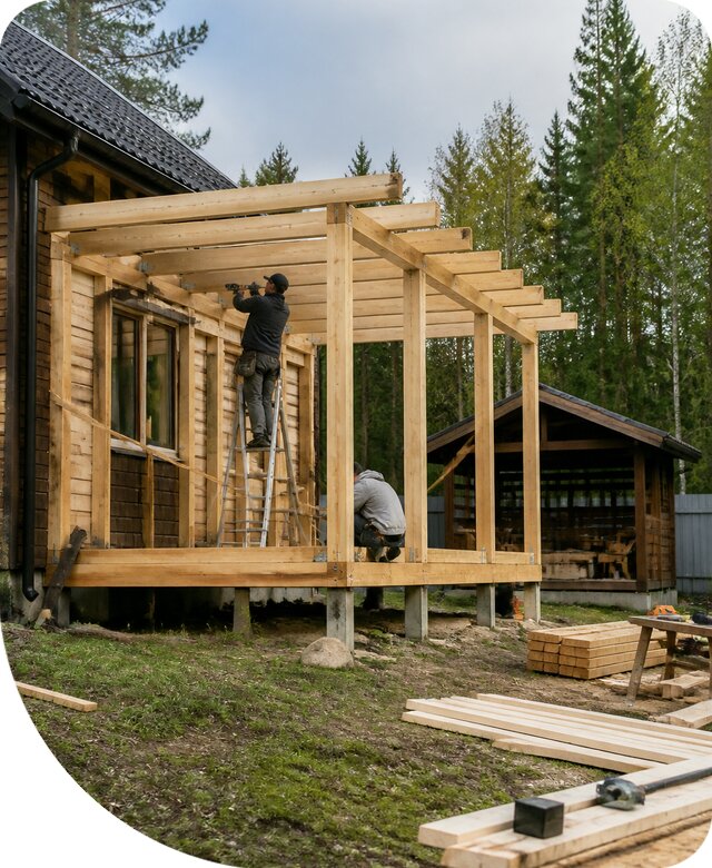 Строительство пристроек и построек на участке в Саянске