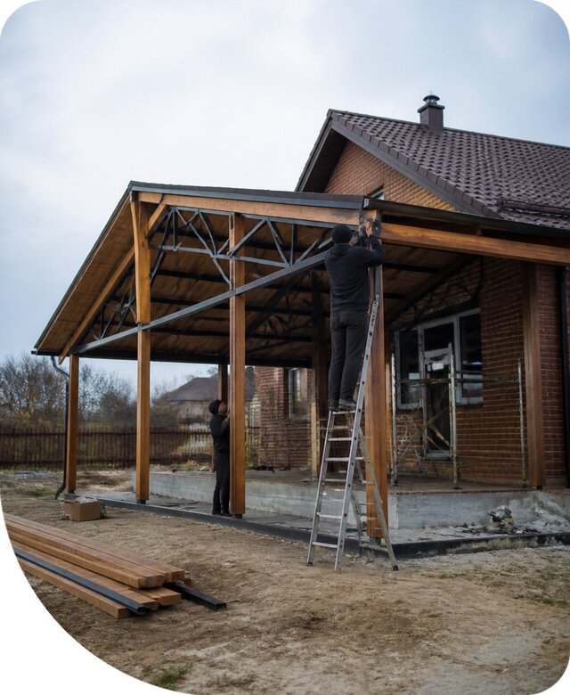 Пристройка навеса к дому и участку в Саянске под ключ